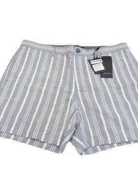 Club Monaco Men’s Jax Shorts Linen Blend Blue White Sz 33 NWT